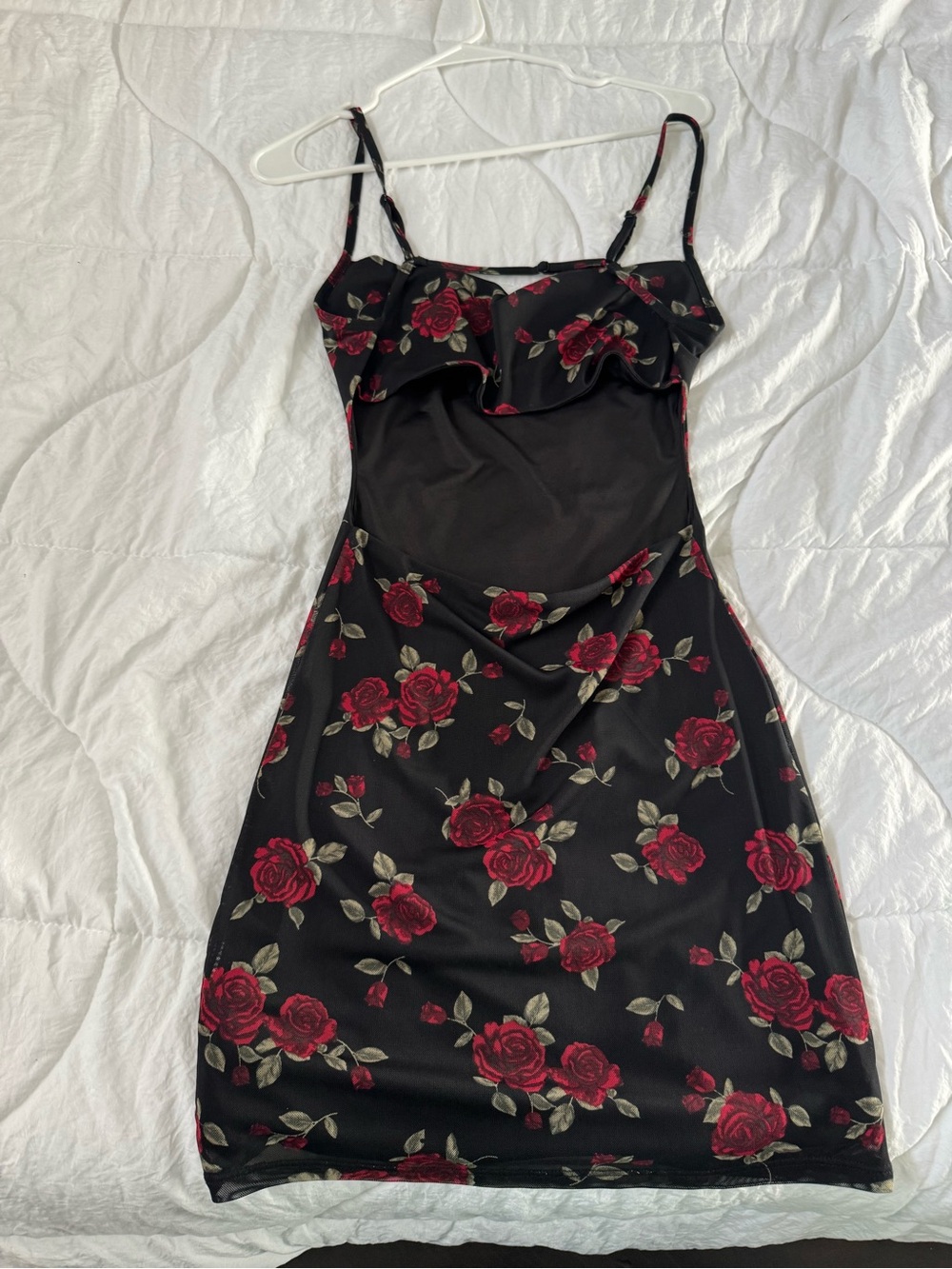 Garage Black Floral Slip Dress with Red Roses